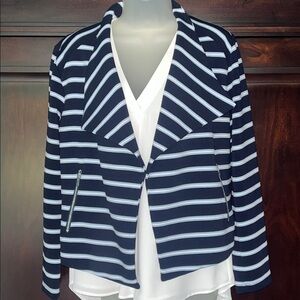 Calvin Klein Navy Blue Cropped Moto Jacket